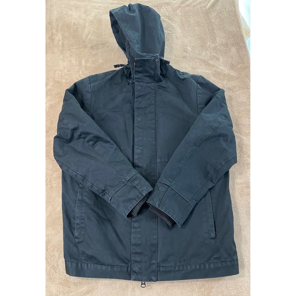 Fred Perry Short Parka / Overhead Smock Jacket Men's Large Black Hooded L/S EUC